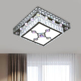 Square Porch Flush Mount Lamp Modernist Cut Crystal LED Nickel Ceiling Mounted Light Clearhalo 'Ceiling Lights' 'Close To Ceiling Lights' 'Close to ceiling' 'Flush mount' Lighting' 817064