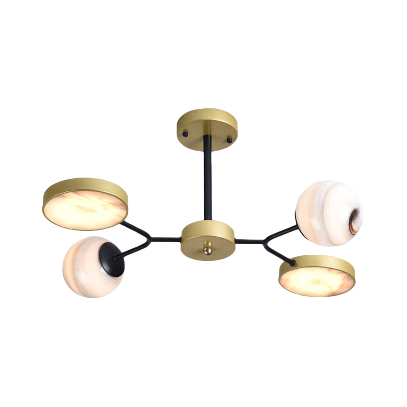 Gold Finish Sphere Ceiling Chandelier Nordic 4/6/8 Lights Moon Glass LED Suspension Pendant Light Clearhalo 'Ceiling Lights' 'Chandeliers' Lighting' options 817161