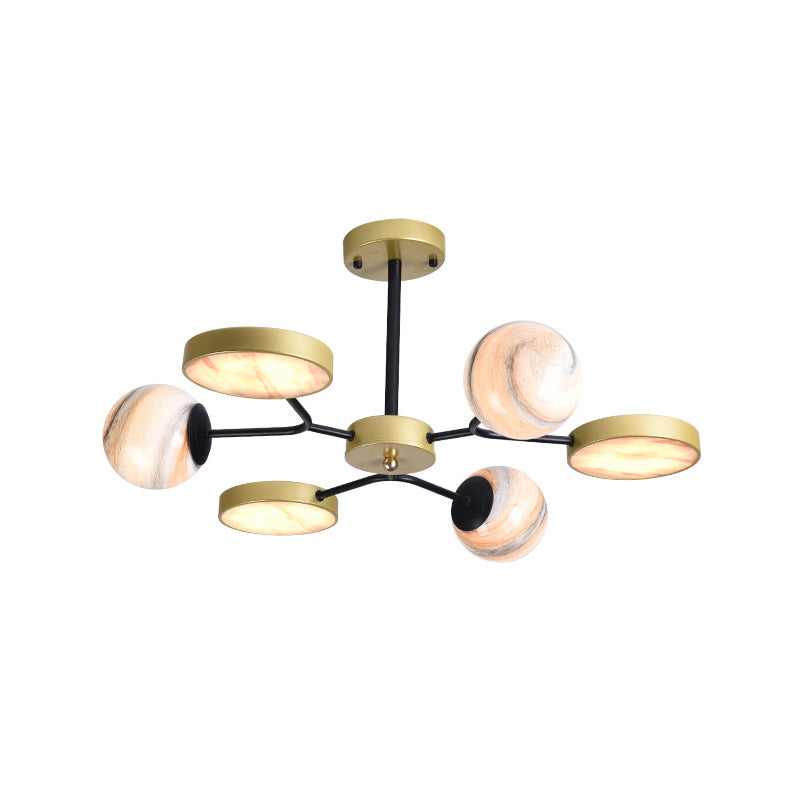 Gold Finish Sphere Ceiling Chandelier Nordic 4/6/8 Lights Moon Glass LED Suspension Pendant Light Clearhalo 'Ceiling Lights' 'Chandeliers' Lighting' options 817166
