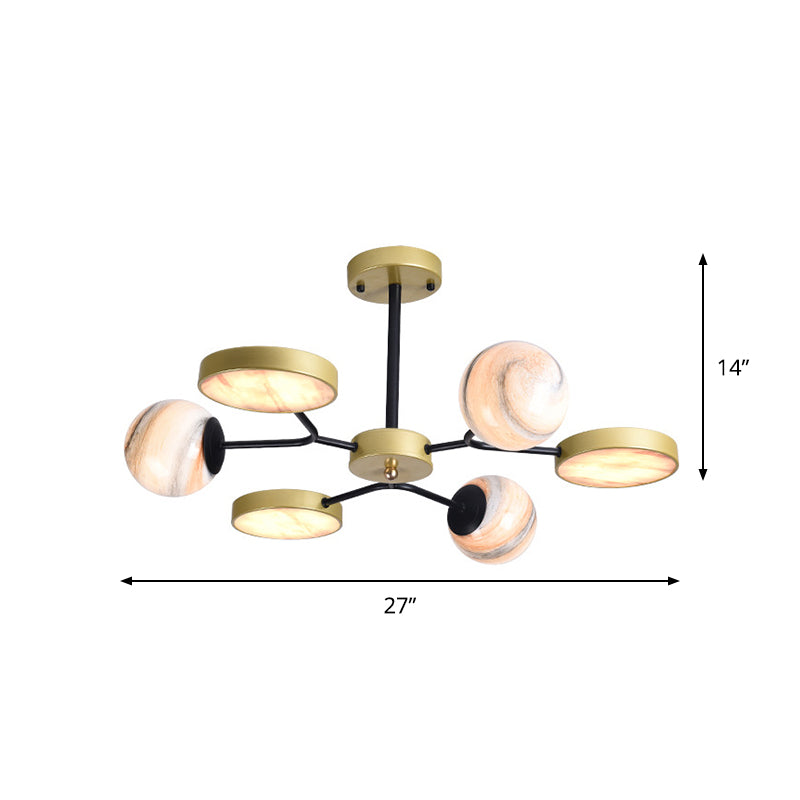 Gold Finish Sphere Ceiling Chandelier Nordic 4/6/8 Lights Moon Glass LED Suspension Pendant Light Clearhalo 'Ceiling Lights' 'Chandeliers' Lighting' options 817168