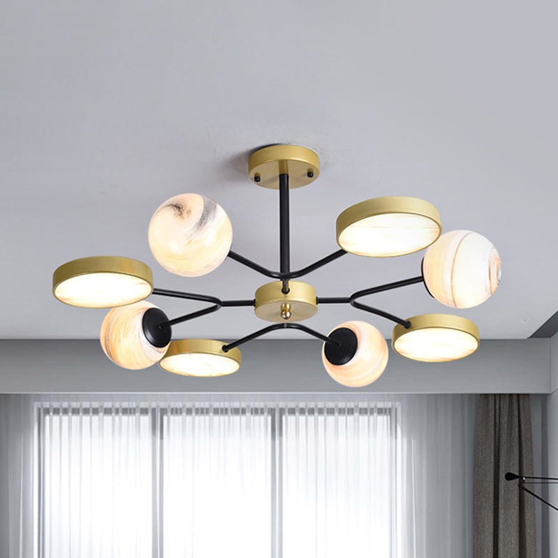 Gold Finish Sphere Ceiling Chandelier Nordic 4/6/8 Lights Moon Glass LED Suspension Pendant Light Clearhalo 'Ceiling Lights' 'Chandeliers' Lighting' options 817169