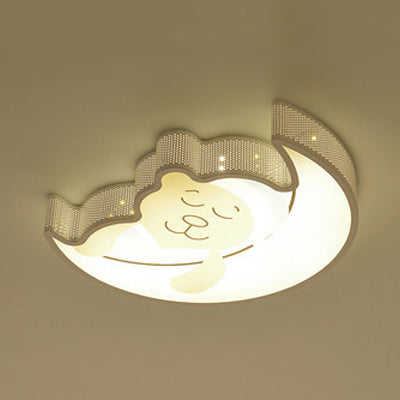 White Flush Mount Ceiling Light Cartoon Acrylic Ceiling Light Fixture for Kindergarten White A Clearhalo 'Ceiling Lights' 'Close To Ceiling Lights' 'Close to ceiling' 'Flush mount' Lighting' 81717