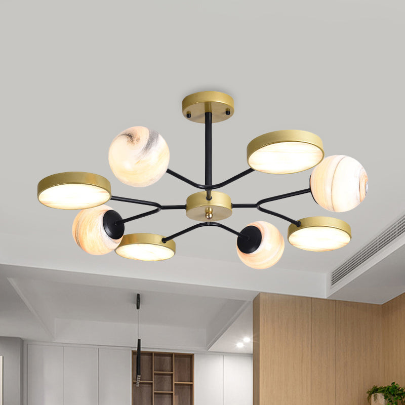 Gold Finish Sphere Ceiling Chandelier Nordic 4/6/8 Lights Moon Glass LED Suspension Pendant Light Clearhalo 'Ceiling Lights' 'Chandeliers' Lighting' options 817171