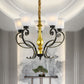 Classic Bell Ceiling Chandelier 5-Bulb Opal Glass Pendant in Black and Gold with Scrolling Arm Clearhalo 'Ceiling Lights' 'Chandeliers' Lighting' options 817188