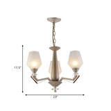 White Frosted Glass Cup Shape Chandelier Traditional 3/6 Bulbs Bedroom Pendulum Light in Gold Clearhalo 'Ceiling Lights' 'Chandeliers' 'Glass shade' 'Glass' 'Pendant Lights' Lighting' 817355