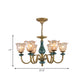 Countryside Flower Pendant Chandelier 3/5/6 Heads Tan Glass Suspension Light in Brass with Ceramics Accent Clearhalo 'Ceiling Lights' 'Chandeliers' Lighting' options 817374