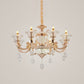 Clear Glass Candle Chandelier Traditional 6/8 Heads Bedroom Hanging Light in Gold with Crystal Draping Clearhalo 'Ceiling Lights' 'Chandeliers' Lighting' options 817412