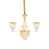 Blossom Bedroom Chandelier Lamp Traditional Clear Crystal Glass 3/6-Head Gold Suspension Pendant Clearhalo 'Ceiling Lights' 'Chandeliers' Lighting' options 817437