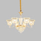 Blossom Bedroom Chandelier Lamp Traditional Clear Crystal Glass 3/6-Head Gold Suspension Pendant Clearhalo 'Ceiling Lights' 'Chandeliers' Lighting' options 817443