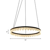 Circle Bedroom Chandelier Lamp Modernism Crystal Rectangle LED Black Hanging Light Fixture Clearhalo 'Ceiling Lights' 'Chandeliers' 'Modern Chandeliers' 'Modern' Lighting' 817474