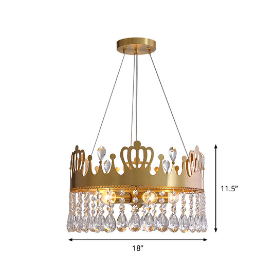 5-Light Crown Chandelier Light Fixture Minimal Gold Crystal Drop Ceiling Lamp for Living Room Clearhalo 'Ceiling Lights' 'Chandeliers' 'Modern Chandeliers' 'Modern' Lighting' 817487