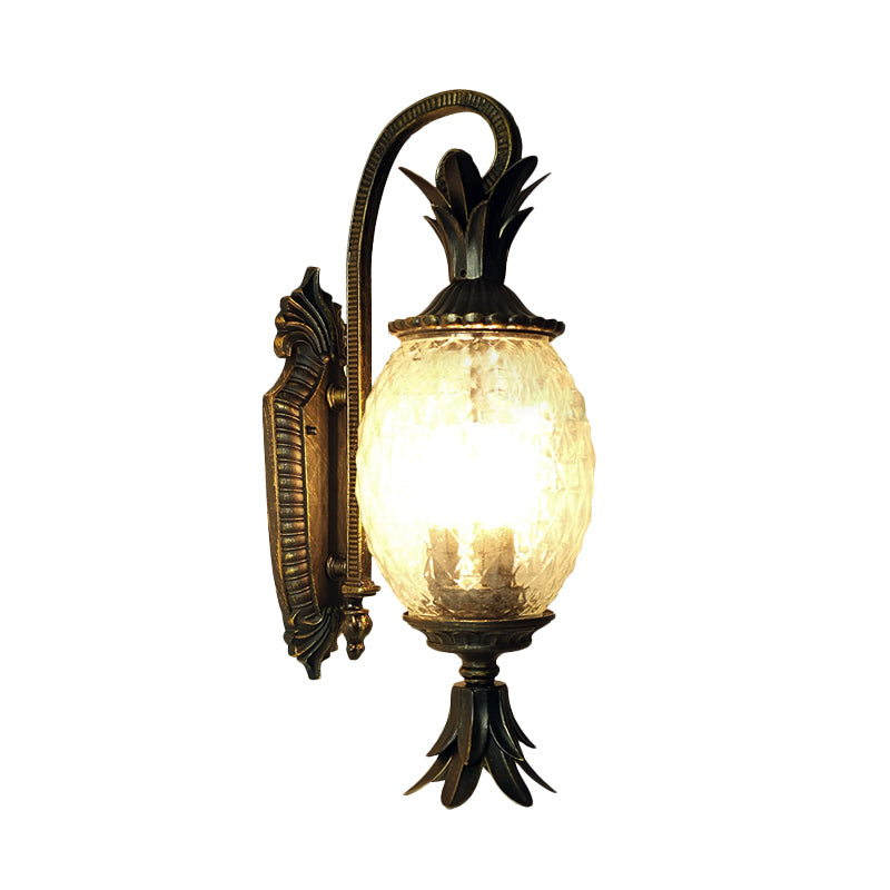 Pineapple Courtyard Sconce Light Countryside Clear Crystal Single Head Black Wall Lighting Clearhalo 'Wall Lamps & Sconces' 'Wall Lights' Lighting' 817808