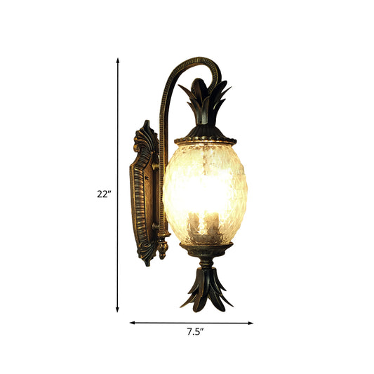 Pineapple Courtyard Sconce Light Countryside Clear Crystal Single Head Black Wall Lighting Clearhalo 'Wall Lamps & Sconces' 'Wall Lights' Lighting' 817809