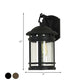 Clear Seeded Glass Lantern Sconce Rustic 1 Light Outdoor Wall Lighting with Metal Frame in Coffee/Black Clearhalo 'Wall Lamps & Sconces' 'Wall Lights' Lighting' 817825