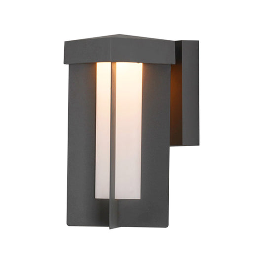 1 Bulb Rectangle Wall Light Traditional Gray Finish Aluminum Surface Wall Sconce with Cream Glass Shade Clearhalo 'Wall Lamps & Sconces' 'Wall Lights' Lighting' 818020