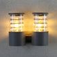 Cylinder Clear Glass Wall Light Sconce Country 2 Lights Outdoor Wall Mounted Lamp in Grey with Inner Multi Circle Clearhalo 'Wall Lamps & Sconces' 'Wall Lights' Lighting' 818029