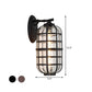 Lantern Courtyard Wall Mount Lamp Farmhouse Clear Bubble Glass 1 Bulb Black/Coffee Wall Lighting Ideas with Metal Cage Clearhalo 'Wall Lamps & Sconces' 'Wall Lights' Lighting' 818063