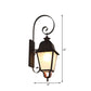 Cottage Curvy Wall Lamp 1 Light Metallic Sconce Light Fixture with Lantern Frosted Glass Shade in Black Clearhalo 'Wall Lamps & Sconces' 'Wall Lights' Lighting' 818091