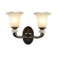 Antiqued Flower Up Wall Light Fixture 1/2-Light Frosted Glass Wall Mounted Lamp in Black and Gold Clearhalo 'Wall Lamps & Sconces' 'Wall Lights' Lighting' 818177