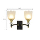 Farmhouse Scalloped Floral Wall Lighting 1/2 Heads Opal Glass Wall Mount Lamp in Black and Gold Clearhalo 'Wall Lamps & Sconces' 'Wall Lights' Lighting' 818222