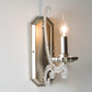 Silver Candelabra Wall Mounted Lighting Traditional Crystal Strand 1/2-Bulb Bedroom Wall Light Fixture Clearhalo 'Wall Lamps & Sconces' 'Wall Lights' Lighting' 818246