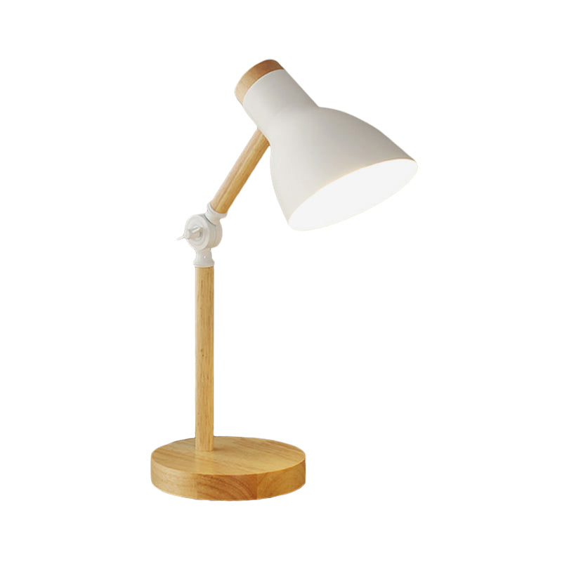 Domed Metal Rotatable Desk Light Modernist 1 Head White/Pink/Yellow and Wood Reading Lamp for Study Room Clearhalo 'Lamps' 'Table Lamps' Lighting' 818289