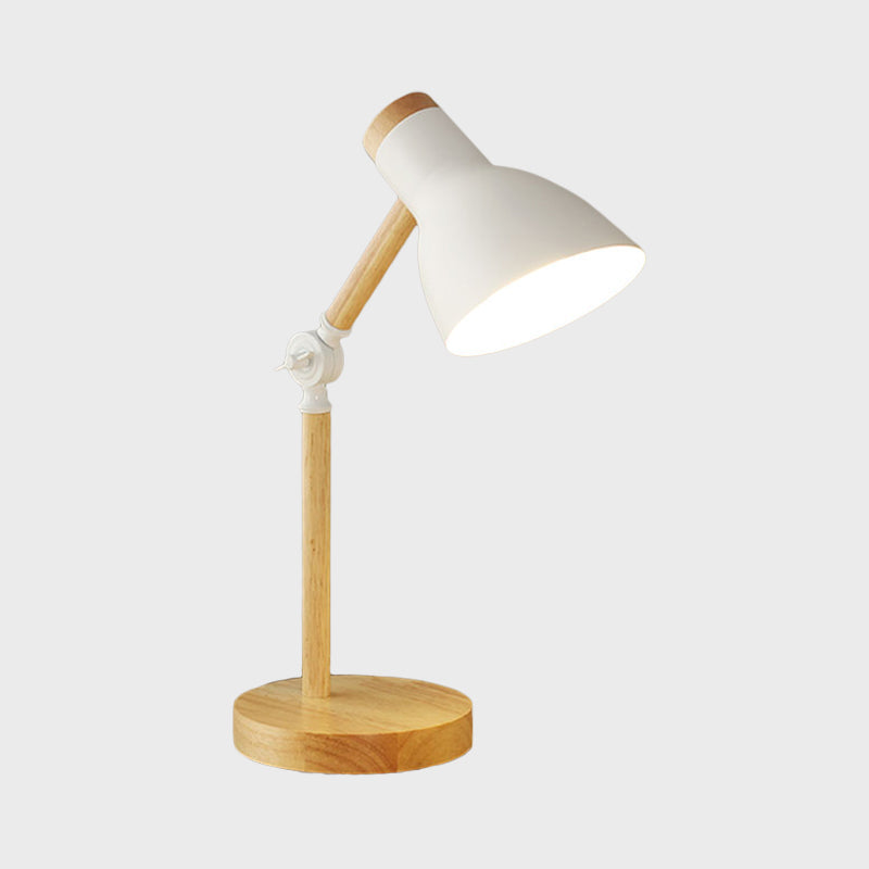 Domed Metal Rotatable Desk Light Modernist 1 Head White/Pink/Yellow and Wood Reading Lamp for Study Room Clearhalo 'Lamps' 'Table Lamps' Lighting' 818290