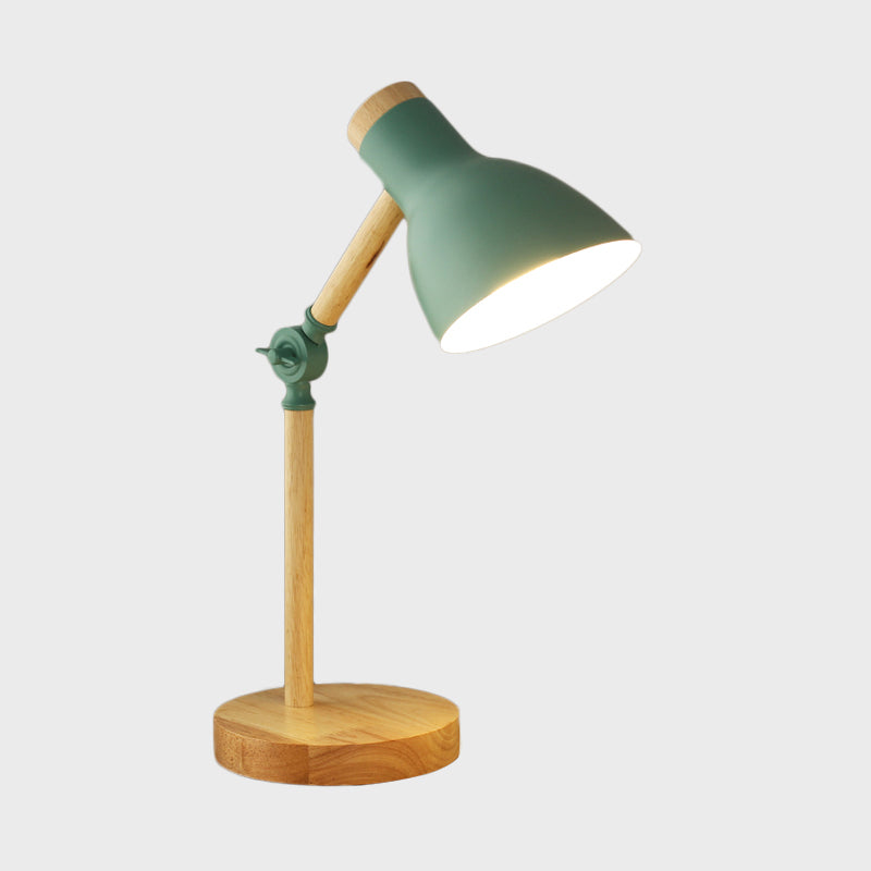 Domed Metal Rotatable Desk Light Modernist 1 Head White/Pink/Yellow and Wood Reading Lamp for Study Room Clearhalo 'Lamps' 'Table Lamps' Lighting' 818302