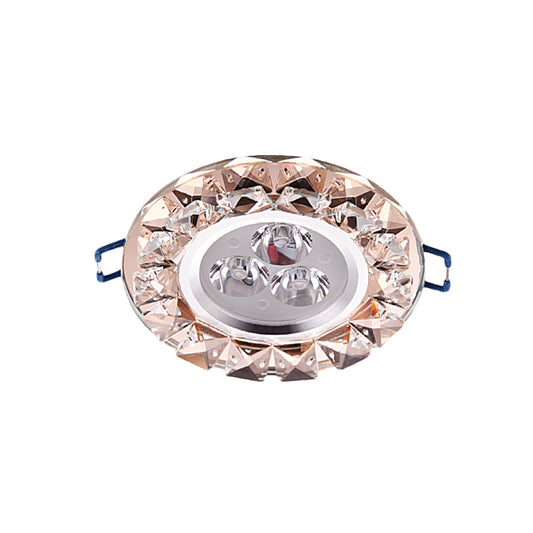 Beveled Crystal Rose Gold Ceiling Lamp Circular Thin Modernist LED Flush Mount Fixture Clearhalo 'Ceiling Lights' 'Close To Ceiling Lights' 'Close to ceiling' 'Flush mount' Lighting' 818414