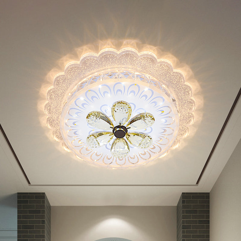 Tiered Scalloped LED Ceiling Flush Mount Modern Amber Crystal Flushmount Lighting Clearhalo 'Ceiling Lights' 'Close To Ceiling Lights' 'Close to ceiling' 'Flush mount' Lighting' 818468