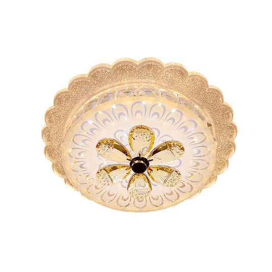 Tiered Scalloped LED Ceiling Flush Mount Modern Amber Crystal Flushmount Lighting Clearhalo 'Ceiling Lights' 'Close To Ceiling Lights' 'Close to ceiling' 'Flush mount' Lighting' 818469