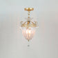 Gold 1 Bulb Semi Flush Ceiling Light Traditional Ribbed Crystal Bell Flush Mount Fixture Clearhalo 'Ceiling Lights' 'Close To Ceiling Lights' 'Close to ceiling' 'Semi-flushmount' Lighting' 818477