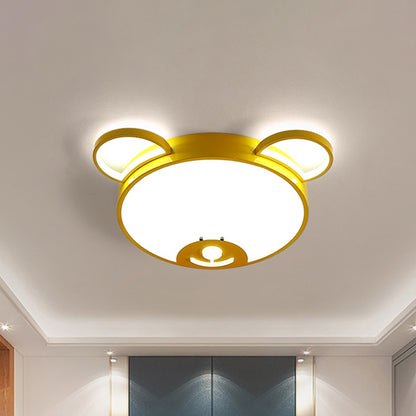 Gold Bear Head LED Flushmount Lamp Cartoon Acrylic Flush Mounted Ceiling Light Fixture Gold Clearhalo 'Ceiling Lights' 'Close To Ceiling Lights' 'Close to ceiling' 'Flush mount' Lighting' 818566