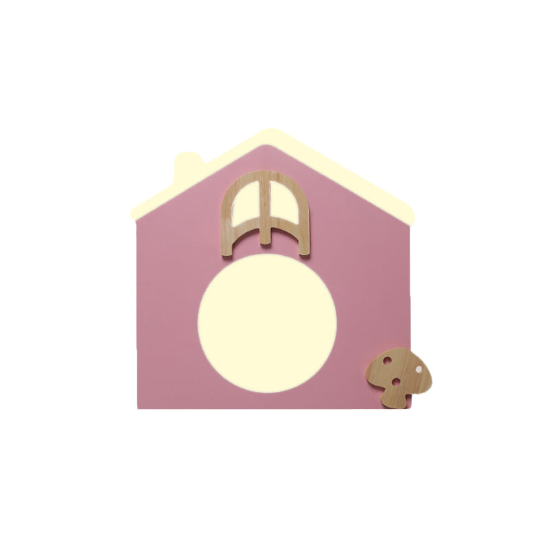 Acrylic House Thin Flush Mounted Light Cartoon Pink/Blue LED Ceiling Flushmount Lamp for Kids Room Clearhalo 'Ceiling Lights' 'Close To Ceiling Lights' 'Close to ceiling' 'Flush mount' Lighting' 818635