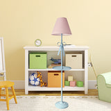 Kids Disc Reading Floor Light Metal 1 Head Living Room Standing Lamp in Pink/Blue with Cone Blue/Pink/White Fabric Shade Clearhalo 'Floor Lamps' 'Lamps' Lighting' 818746