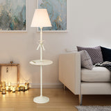 Fabric Conic Floor Standing Lamp Kids Single Beige/Pink Floor Lighting with Table and Bow-Knot Clearhalo 'Floor Lamps' 'Lamps' Lighting' 818839