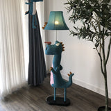 Blue Soft Dinosaur Floor Lamp Cartoon 1 Bulb Fabric Stand Up Lamp with Flared Shade Blue Clearhalo 'Floor Lamps' 'Lamps' Lighting' 818841