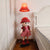1-Light Bedside Standing Lamp Kids Red/Blue/Green Floor Light with Flared Fabric Shade and Plush Girl Stand Red Clearhalo 'Floor Lamps' 'Lamps' Lighting' 818877