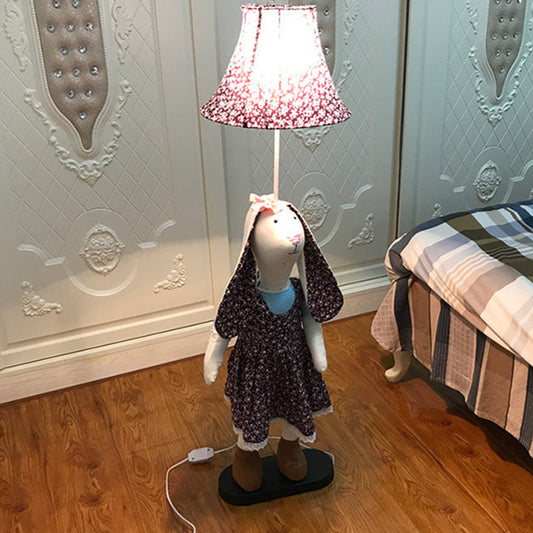 Printed Fabric Rabbit Standing Floor Light Cartoon Style Single Purple Stand Up Lamp with Shade Clearhalo 'Floor Lamps' 'Lamps' Lighting' 818901