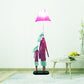 Cartoon 1-Light Floor Lighting Blue/Rose Red Rabbit Mon and Kid Standing Light with Flared Lampshade Rose Red Clearhalo 'Floor Lamps' 'Lamps' Lighting' 818904