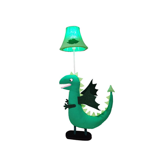 Green Plush Dinosaur Floor Lamp Cartoon 1 Bulb Fabric Standing Light with Shade for Kids Room Clearhalo 'Floor Lamps' 'Lamps' Lighting' 818914