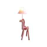 Flying Horse Floor Lighting Cartoon 1-Light Kid Room Stand Up Lamp with Barrel Lamp Shade in Pink Clearhalo 'Floor Lamps' 'Lamps' Lighting' 818930