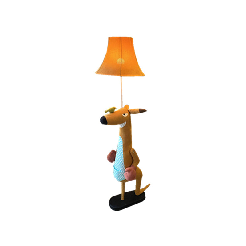 Kids Angry Kangaroo Floor Light Fabric Single Children Room Standing Lamp with Shade in Brown Clearhalo 'Floor Lamps' 'Lamps' Lighting' 818942