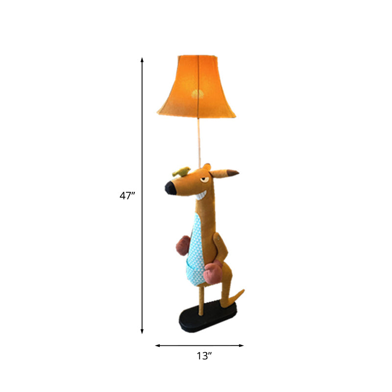 Kids Angry Kangaroo Floor Light Fabric Single Children Room Standing Lamp with Shade in Brown Clearhalo 'Floor Lamps' 'Lamps' Lighting' 818943