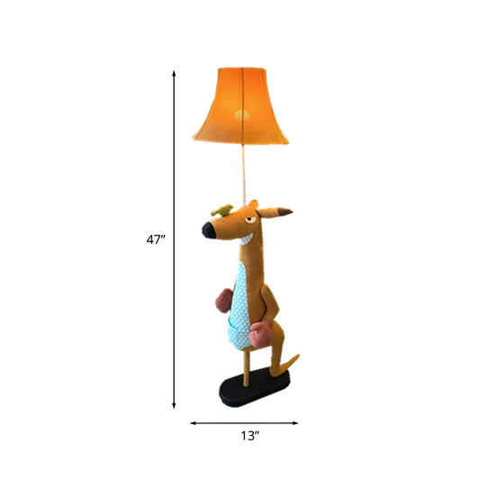 Kids Angry Kangaroo Floor Light Fabric Single Children Room Standing Lamp with Shade in Brown Clearhalo 'Floor Lamps' 'Lamps' Lighting' 818943