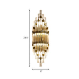 3-Light Wall Sconce Lamp Postmodern Shield Crystal Rod Wall Lighting Fixture in Gold for Living Room Clearhalo 'Modern wall lights' 'Modern' 'Wall Lamps & Sconces' 'Wall Lights' Lighting' 818994