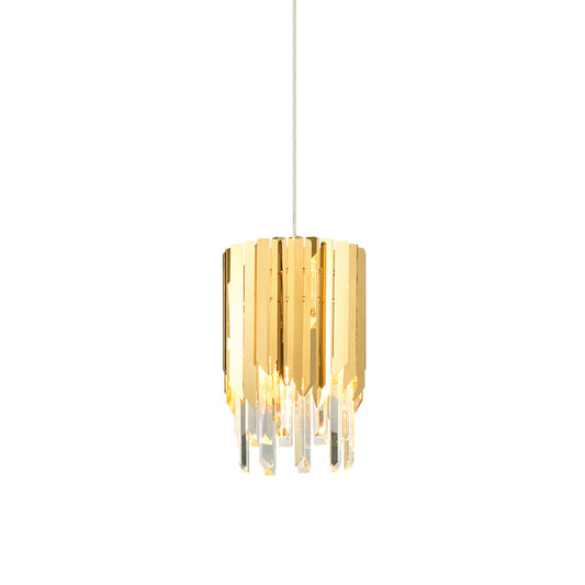 1 Bulb Tiered Hanging Light Postmodern Gold Crystal Rectangle Suspended Lighting Fixture Clearhalo 'Ceiling Lights' 'Modern Pendants' 'Modern' 'Pendant Lights' 'Pendants' Lighting' 819061