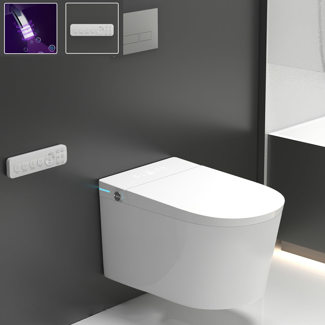 Elongated White Ceramic Stain Resistant Smart Bidet with Heated Seat Foot Flush Toilet Seat Clearhalo 'Bathroom Remodel & Bathroom Fixtures' 'Bidets' 'Home Improvement' 'home_improvement' 'home_improvement_bidets' 'Toilets & Bidets' 8191007