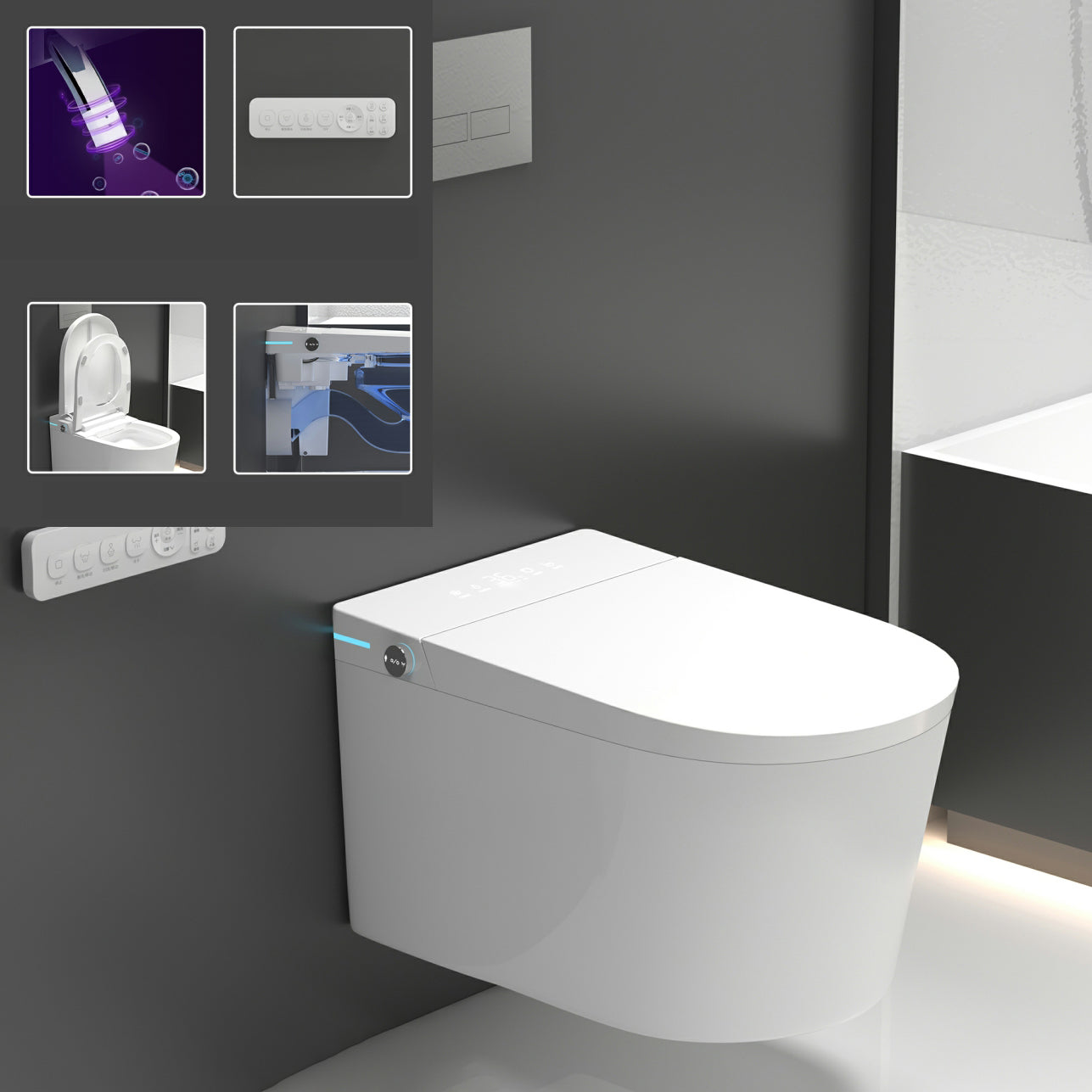 Elongated White Ceramic Stain Resistant Smart Bidet with Heated Seat Automatic Lid Toilet+ Water Tank Clearhalo 'Bathroom Remodel & Bathroom Fixtures' 'Bidets' 'Home Improvement' 'home_improvement' 'home_improvement_bidets' 'Toilets & Bidets' 8191012