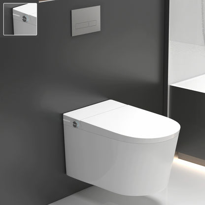 Elongated White Ceramic Stain Resistant Smart Bidet with Heated Seat Manual Flip Toilet Seat Clearhalo 'Bathroom Remodel & Bathroom Fixtures' 'Bidets' 'Home Improvement' 'home_improvement' 'home_improvement_bidets' 'Toilets & Bidets' 8191015